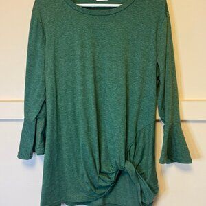 Women's 3/4 Ruffle Sleeve Twist Knot Tunic Top
